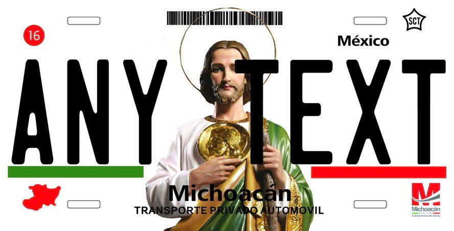 Michoacan “San Judas” cases/license plates