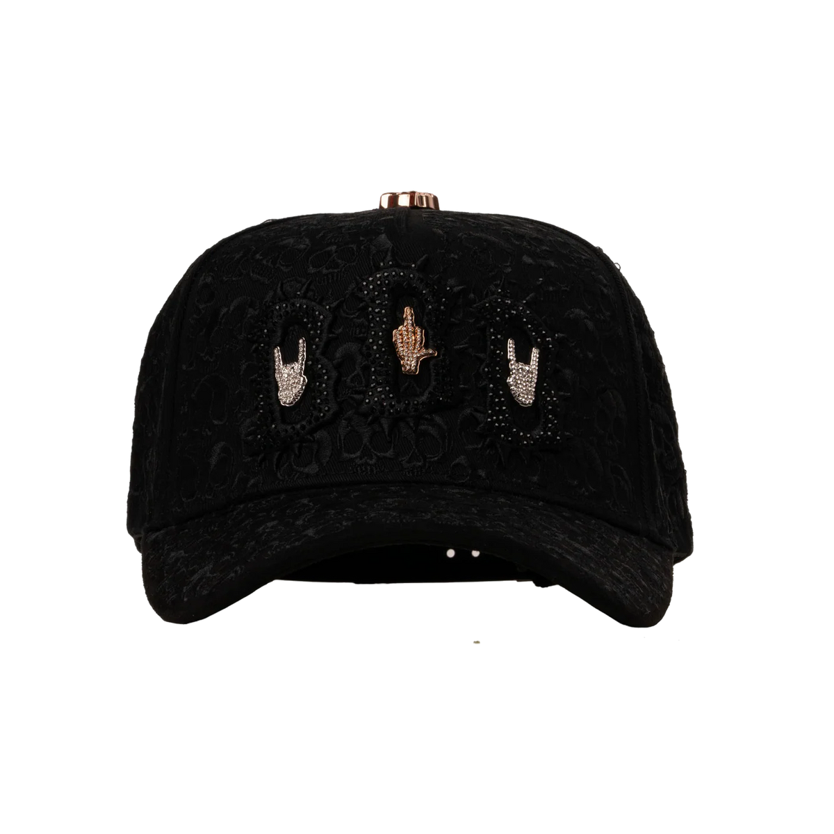 NWT Good & Evil Barbas Hats Black Skull Rhinestone Snapback OS BARBAS HATS | BBB HAND SKULL  main image 2